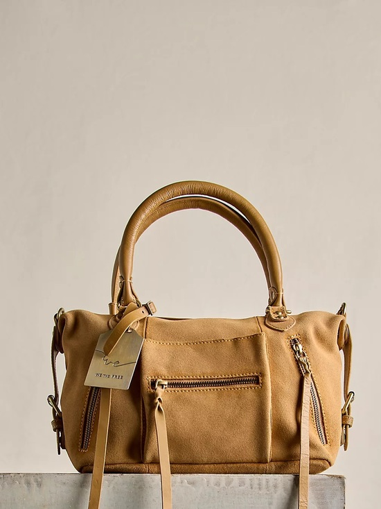 Free People Handbags - Free People We The Free Suede Baby Emerson Bag Italian Straw Suede New With Tags
